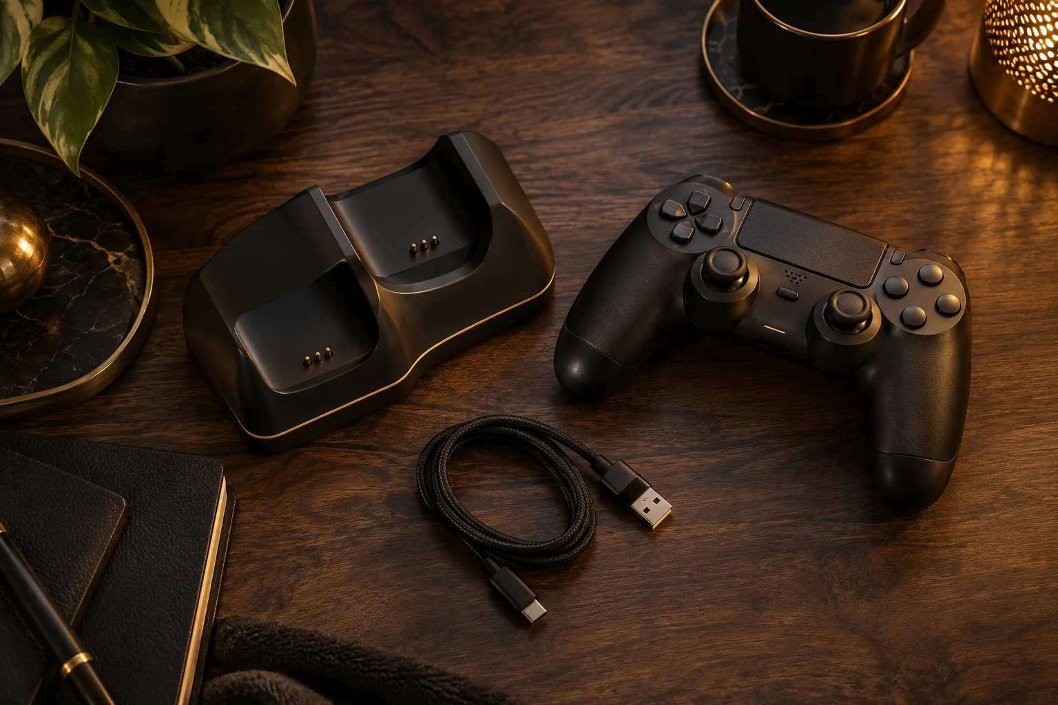Ein Ladeplatz mit Controller, Ladestation und Kabel