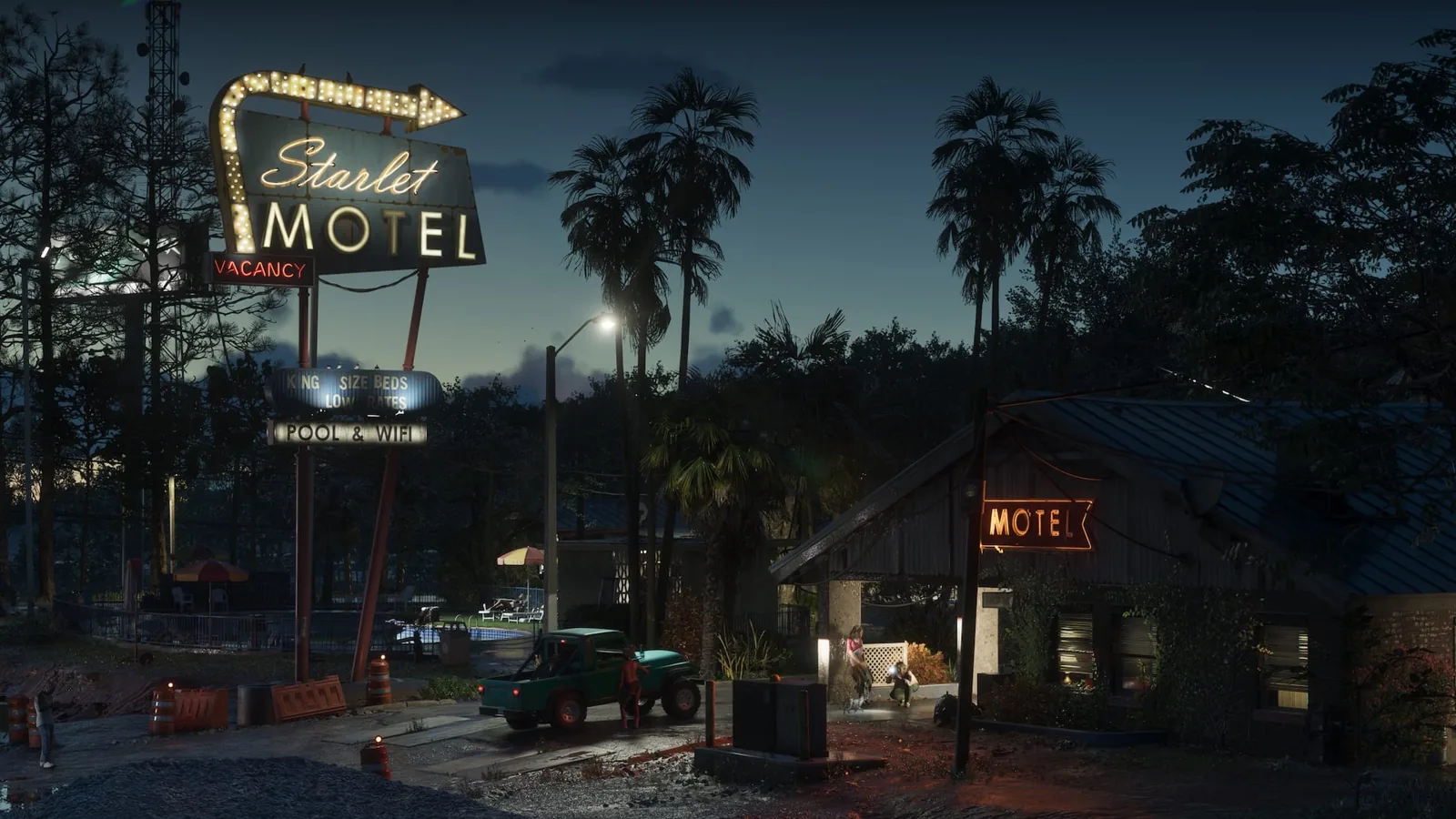 Motel und Palmen in Port Gellhorn