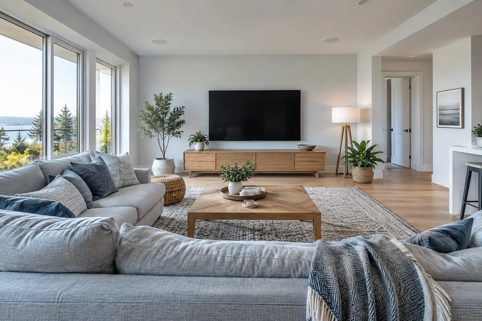 Sitzabstand zwischen Sofa und Fernseher im Wohnzimmer